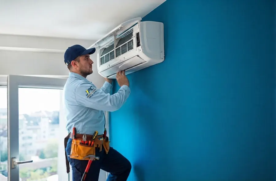 Advice for air conditioning installation in Tenerife Technician advising on air conditioning installation in a Tenerife home